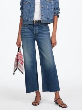Madewell Low Slung Baggy Crop Jeans Raw Hem Button Fly 24 Minimalist Capsule